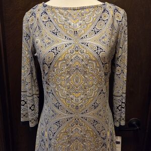 London Style Yellow & Blue Dress NWT